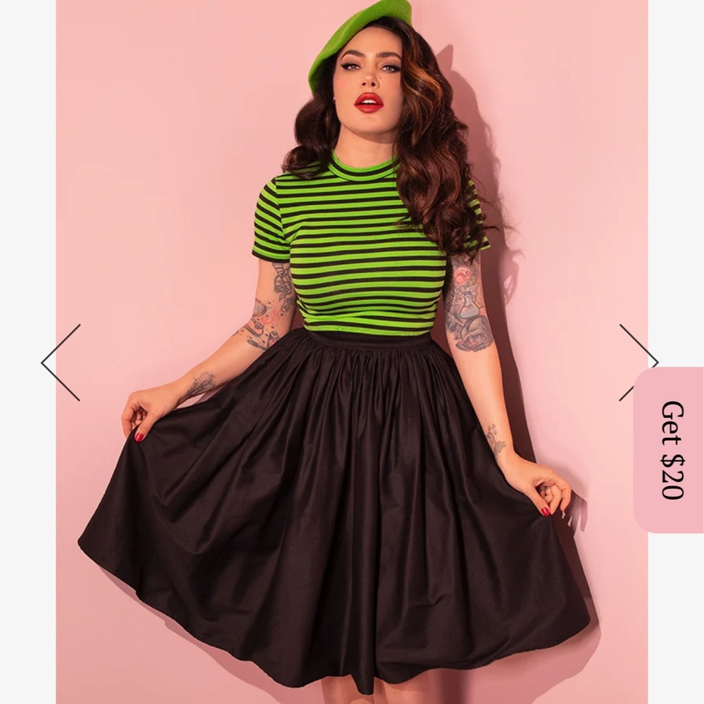 Vixen Micheline Pitt Black Swing Skirt NWOT’s